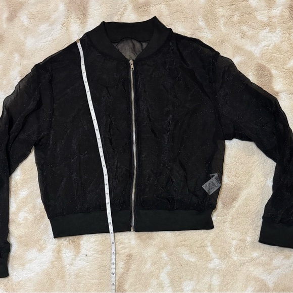 SHEIN Glitter Sheer Black Bomber Jacket - Picture 5 of 5